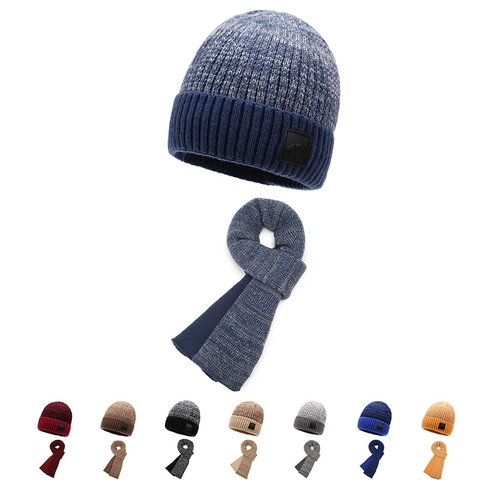 Winter Knit Beanie Hat And Neck Warmer Scarf Fleece Lined Thick Warm Ribbed Outdoor Casual For Men Women