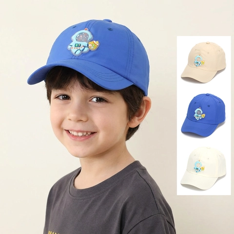 Kids Baseball Cap Polyester Astronaut Patch Sun Protection Adjustable Breathable Hat For Boys Girls Cartoon Casual