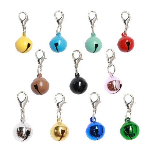 Colgante De Campana De Metal Colorido Con Cierre De Langosta Para Collar De Mascotas Llavero Manualidades Hierro