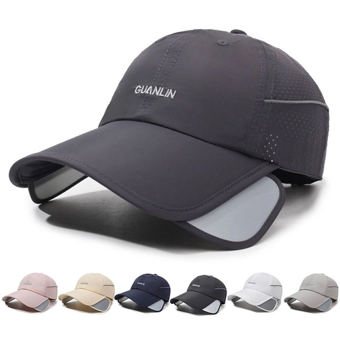 Gorra De Béisbol De Secado Rápido Con Solapas Laterales Retráctiles Sombrero De Sol Transpirable Para Deportes Al Aire Libre