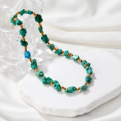 Vintage Edelstahl Perlenkette Für Damen Retro Künstlicher Türkis Lapislazuli Hand Der Fatima Anhänger Schmuck
