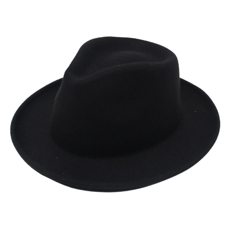Classic Fedora Hat Unisex Rolled Edge Wide Brim Jazz Style Cotton Wool Felt Autumn Winter Fashion Accessory