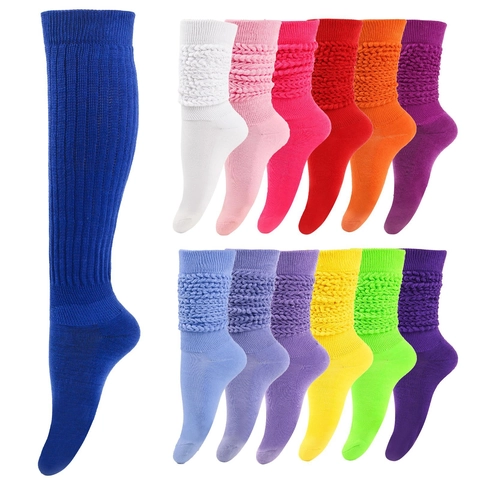 Calcetines Slouch Mujer Punto Canalé Poliéster Spandex Suela Rizo Gruesa Medias Largas Alta Elasticidad Casual Sólido