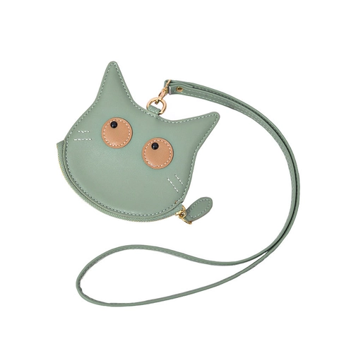 Mignonne Forme De Chat Porte-Monnaie En Cuir PU Cou Suspendu Mini Porte-Cartes Pour Femmes Filles Petit Sac De Rangement