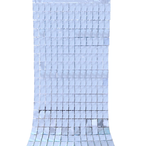 Cortina de Flecos de Papel de Aluminio Cuadrado PET Metálico Brillante Fondo Resplandeciente para Decoración de Fiesta de Cumpleaños Boda Cortina de Puerta