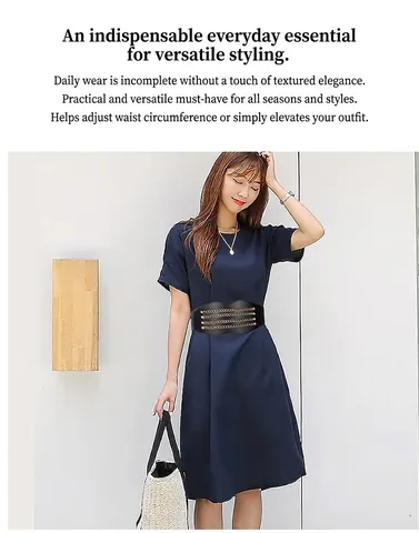 Ceinture Corset Large Pour Femme En Cuir Pu Taille Élastique Décoration De Chaîne En Métal Style Punk Vintage Pour Robe Chemise