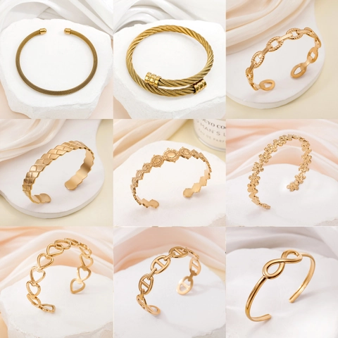 Fashion Stainless Steel Cuff Bracelet For Women Adjustable Open Bangle Minimalist Woven Twisted Design Jewelry