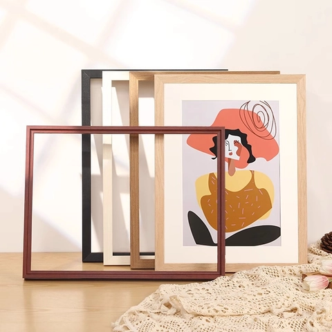 Vintage Solid Wood Photo Frame Minimalist Art Picture Frame Wall Hanging Desktop Decoration Rectangular Wooden Frame
