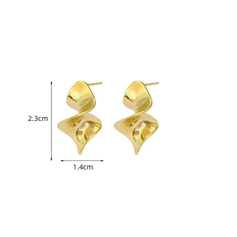 Boucles D'oreilles Spirale Géométrique Irrégulière Et Coeur Noeud Avec Tige En Argent Sterling S925 Pour Femmes Style Minimaliste