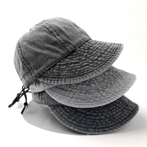 Gewassen Denim Zonnehoed Met Verstelbaar Trekkoord Opvouwbaar Brede Rand Lichtgewicht Ademend Outdoor Pet Voor Dames