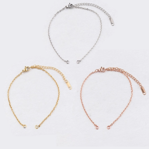 Stainless Steel Bracelet Chain Adjustable Minimalist Jewelry Making DIY Accessory With Lobster Clasp Extension