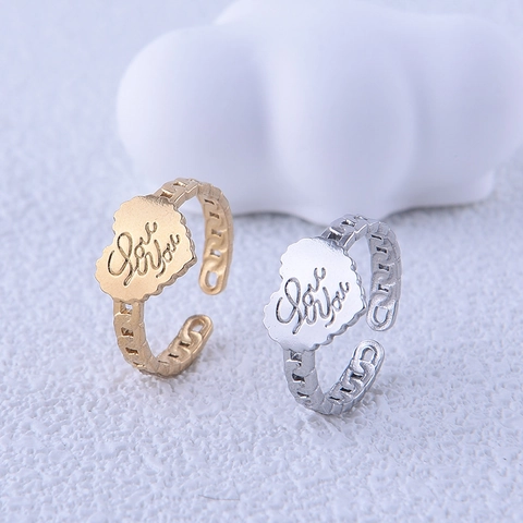 Minimalistischer Herz Ketten Ring Aus Edelstahl Für Damen Gravierter Buchstabe Verstellbar Gold Silber Mode Paar Schmuck