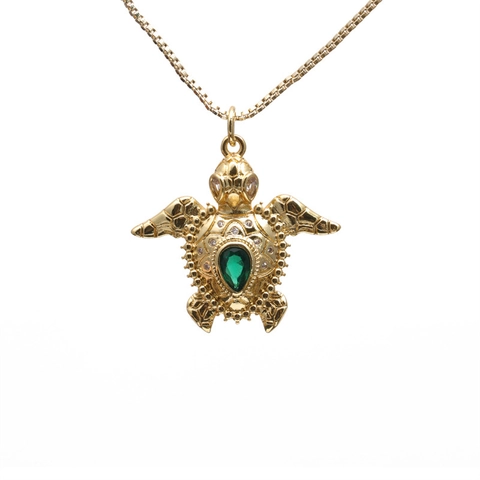 Sea Turtle Pendant Necklace Copper Micro-Set Colorful Zircon Enamel Ocean Style Animal Jewelry Women