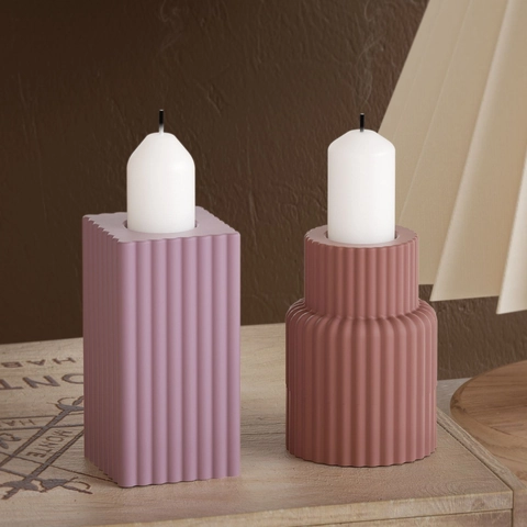 Striped Candlestick Silicone Mold Geometric Aromatherapy Candle Holder DIY Handmade Epoxy Resin Vase Base Heat Resistant
