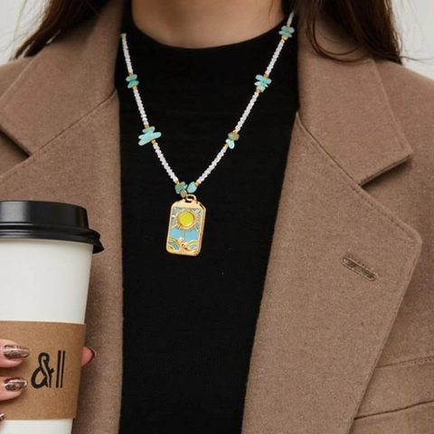 Collana Di Perline Con Ciondoli In Acciaio Inossidabile Tema Oceano Stella Marina Sole Balena Smalto Gioielli Boho Donna