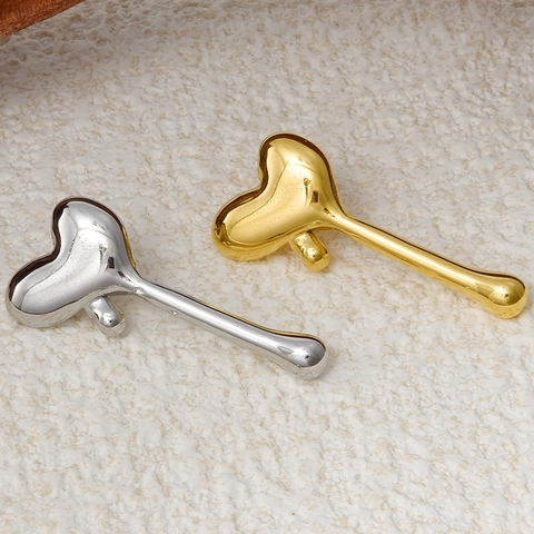 Flüssigmetall Herz Ohrstecker Für Damen 304 Edelstahl 18K Gold Silber Plattiert Minimalistisch Geometrischer Schmuck Geschenk
