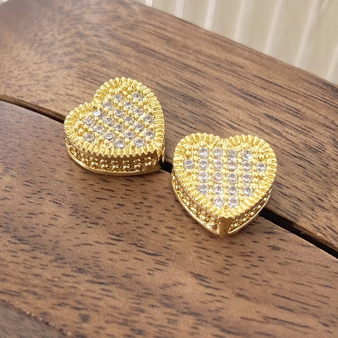 Fashion Copper Gold Plated Heart Stud Earrings For Women With AAA Zirconia Micro-inlaid Temperament Heart Shaped Jewelry Gift