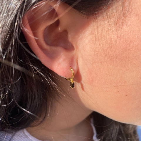 Minimalist Brass Rectangle Zirconia Drop Earrings For Women Gold Silver Plated Baguette Stone Huggie Hoop Earrings Jewelry Gift