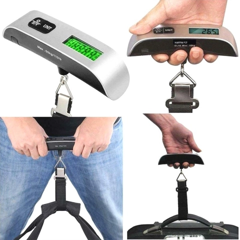 Bilancia Per Valigie Portatile Digitale Elettronica Da Viaggio Con Schermo LCD Retroilluminato In ABS E Acciaio Inossidabile