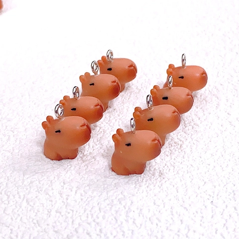 Mini Capybara Animal Charms Resin Pendants With Alloy Loop For DIY Jewelry Making Earrings Keychain Accessories Cartoon Style
