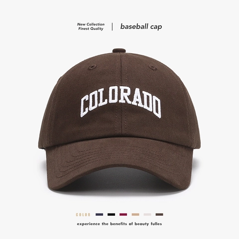 Casquette De Baseball En Coton Broderie Lettres Colorado Chapeau De Soleil Ajustable Rétro Décontracté Unisexe Respirant