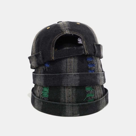 Gewassen Denim Docker Hoed Randloze Pet Met Gescheurde Gaten Vintage Street Hip Hop Verstelbaar Unisex Miki Hat
