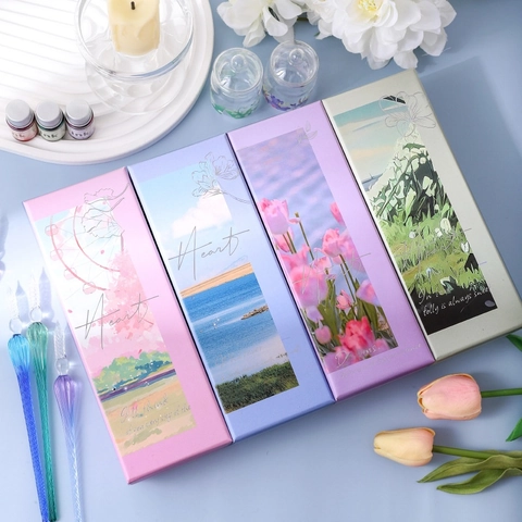 Gradient Glass Dip Pen Handmade Spiral Crystal Writing Pens With Ink Calligraphy Art Supplies Gift For Beginners