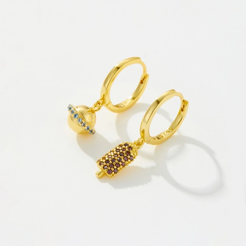 Lussuosi Orecchini a Pendente Asimmetrici in Argento Sterling 925 per Donna Placcati Oro Argento Gelato Razzo Pianeta con Strass