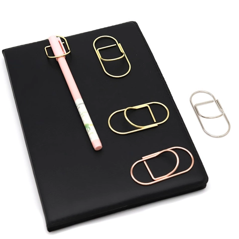 Metal Pen Clip Large Paper Clip Bookmark Holder For Notebook Planner Minimalist Electroplated Carbon Steel Office Accessory