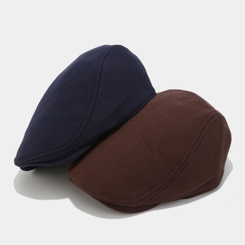 Casquette Gavroche Rétro en Coton Tricoté pour Hommes Femmes Couleur Unie Style Britannique Béret Plat Décontracté Extérieur