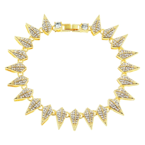 Hip Hop Stachel Pyramide Kette Armband Full Strass Zinklegierung Geometrisch Herren Trendy Punk Streetwear Schmuck