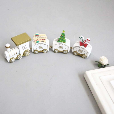 Hölzerner Weihnachtszug Miniaturmodell Tischdekoration Cartoon Festliches Party Ornament Für Haus Büro Kinder