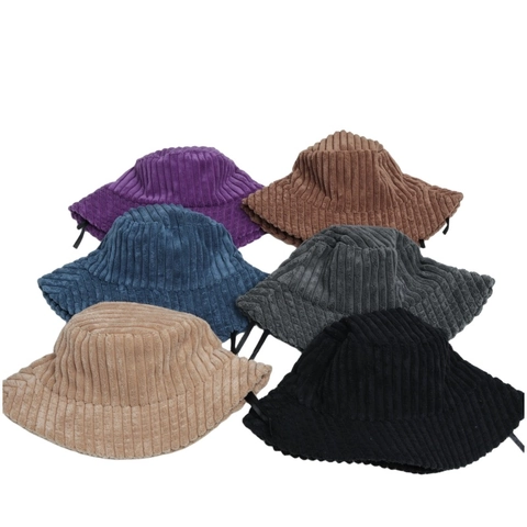 Sombrero De Pescador De Pana Vintage Color Sólido Cálido Invierno Para Mujeres Ala Ancha Casual Al Aire Libre Plegable