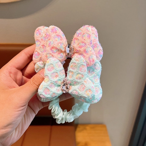 Scrunchies Con Fiocco A Farfalla In Pizzo Con Paillettes Per Ragazze Con Strass Accessori Per Capelli Da Principessa