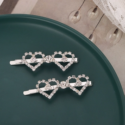 Funkelnde Herz Rhinestone Haarklammer Silber Legierung Bobby Pin Süßer Stil Haarschmuck Für Damen Mädchen