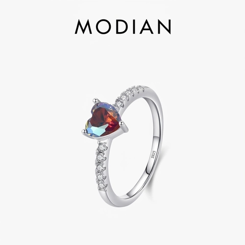 925 Sterling Silber Herz Ring Mit Irisierendem Aurora Zirkonia Süßer Modeschmuck Geschenk Für Frauen Mädchen