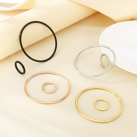 Edelstahl Armband Und Ring 18K Vergoldet Minimalistisch Schlichter Kreis Geometrischer Stapelbarer Schmuck