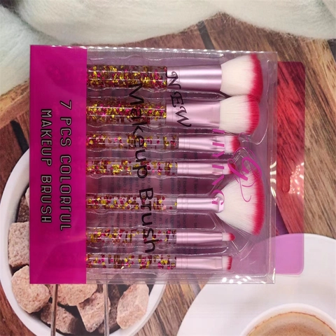 Portable Makeup Brushes Transparent Acrylic Handles Colorful Sequins Soft Synthetic Bristles Eyeshadow Powder Beauty Tool