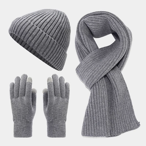 Gorro De Punto De Acrílico Cálido De Invierno Bufanda Y Guantes Táctiles Forro Polar Térmico Grueso Para Clima Frío Exterior
