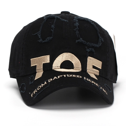 Cotton Baseball Cap Distressed Ripped 3D Letter Embroidery Streetwear Adjustable Sun Hat For Men Women