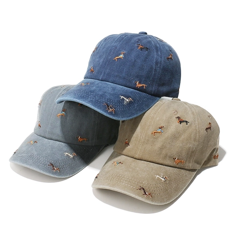 Cappello Da Baseball In Cotone Lavato Ricamo Cane Bassotto Vintage Cappello Da Sole Per Donne Uomini Regolabile