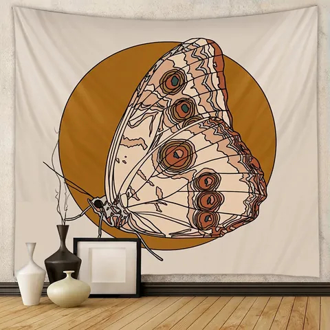 Arazzo Da Parete In Poliestere Con Motivo A Farfalla Vintage Colore Morandi Panno Appeso Per Camera Da Letto Soggiorno Arte