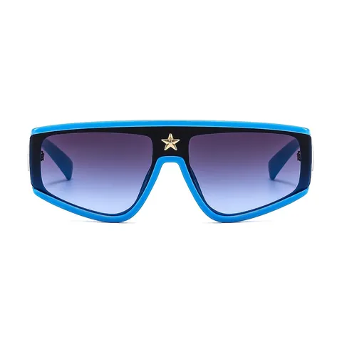 Shield Sunglasses Oversized PC Metal Frame UV400 Protection Fashion Outdoor Star Decor For Men Women