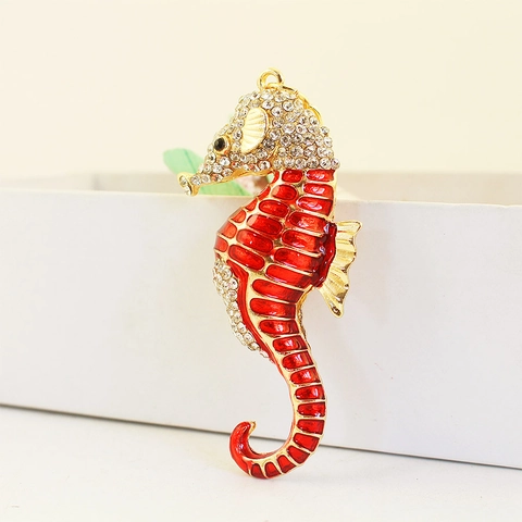 Portachiavi Cavalluccio Marino Lega Di Zinco Strass Smalto Animale Marino Ciondolo Per Borsa Regalo Creativo Per Donne