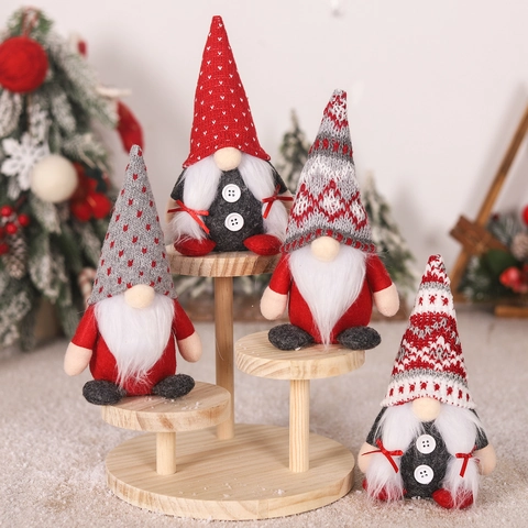 Ornamenti In Peluche Di Gnomo Di Natale Tomte Senza Volto Nordico Tessuto A Maglia Pelliccia Sintetica Lunga Barba Arredo Tavolo