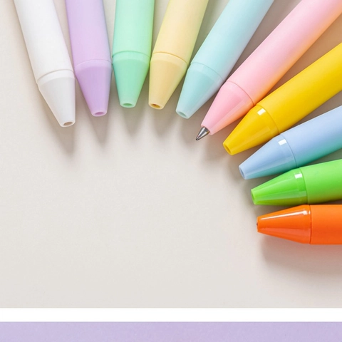 Retractable Ballpoint Pen Plastic Matte Minimalist Macaron Morandi Color Smooth Writing Office School Stationery