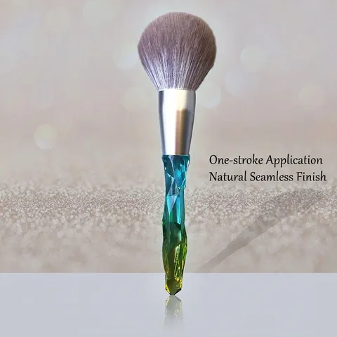 Large Powder Brush Soft Synthetic Bristles Gradient Crystal Diamond Handle For Setting Makeup Aesthetic Cosmetic Tool