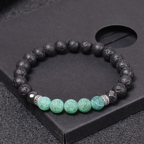 Pulsera de Cuentas de Piedra de Lava Natural Ágata Envejecida Yoga Meditación Energía Difusor de Aceites Esenciales para Hombres Mujeres Joyería Étnica