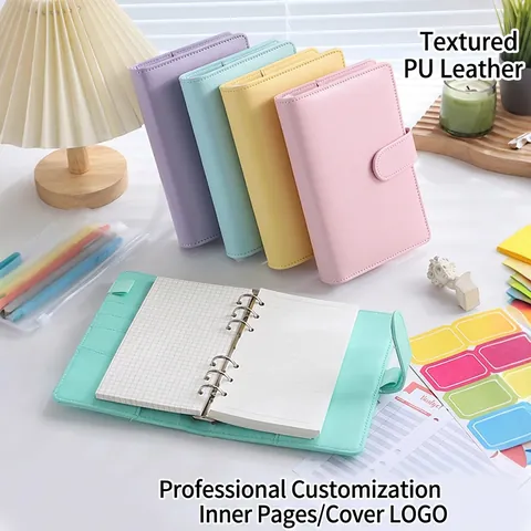 Quaderno Ad Anelli In Pelle PU Macaron Pianificatore Di Budget Diario Articoli Per Ufficio Con Anelli