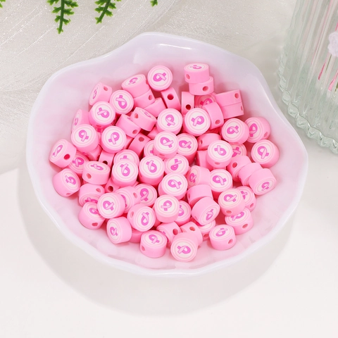 Polymer Clay Pink Ribbon Round Loose Spacer Beads DIY Jewelry Making Craft Supplies Pink Rose Red Handcrafted Accessory